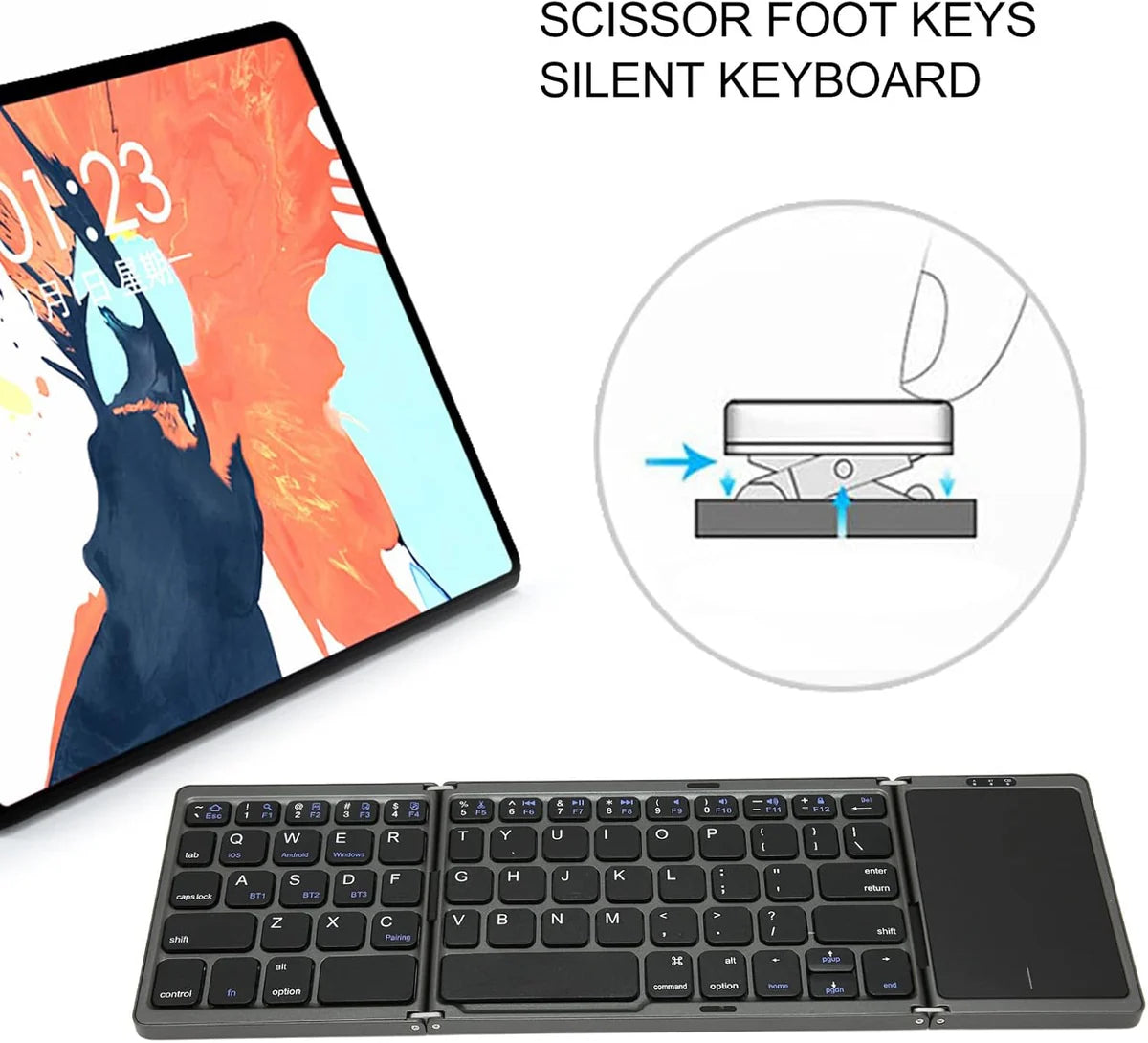Compro™ KeyFold Foldable Bluetooth Keyboard with Touchpad