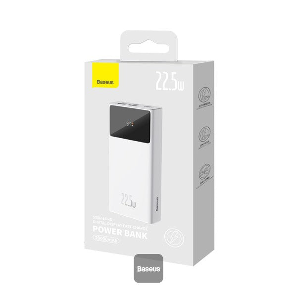 Baseus Star-Lord Digital Display Fast Charging Power Bank 20000mAh 22.5W (With Simple Series Charging Cable USB to Type-C 3A 0.3m ）