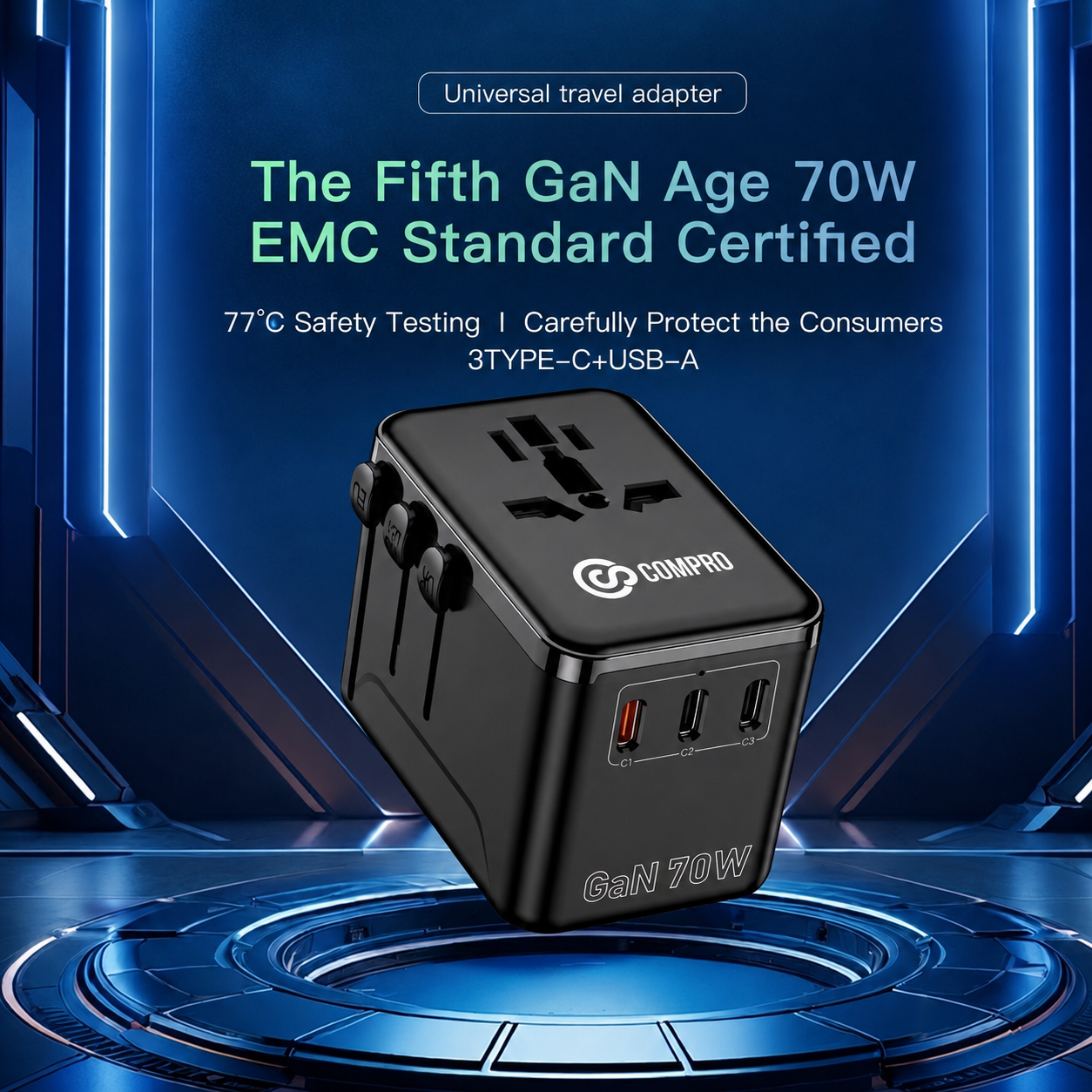 Compro™ PilotPro Fast Charging GAN World Travel Adapter