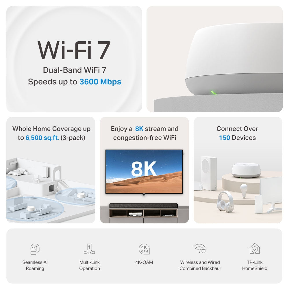 Deco BE22 ( 2 Pack ) BE3600 Whole Home Mesh WiFi 7 System