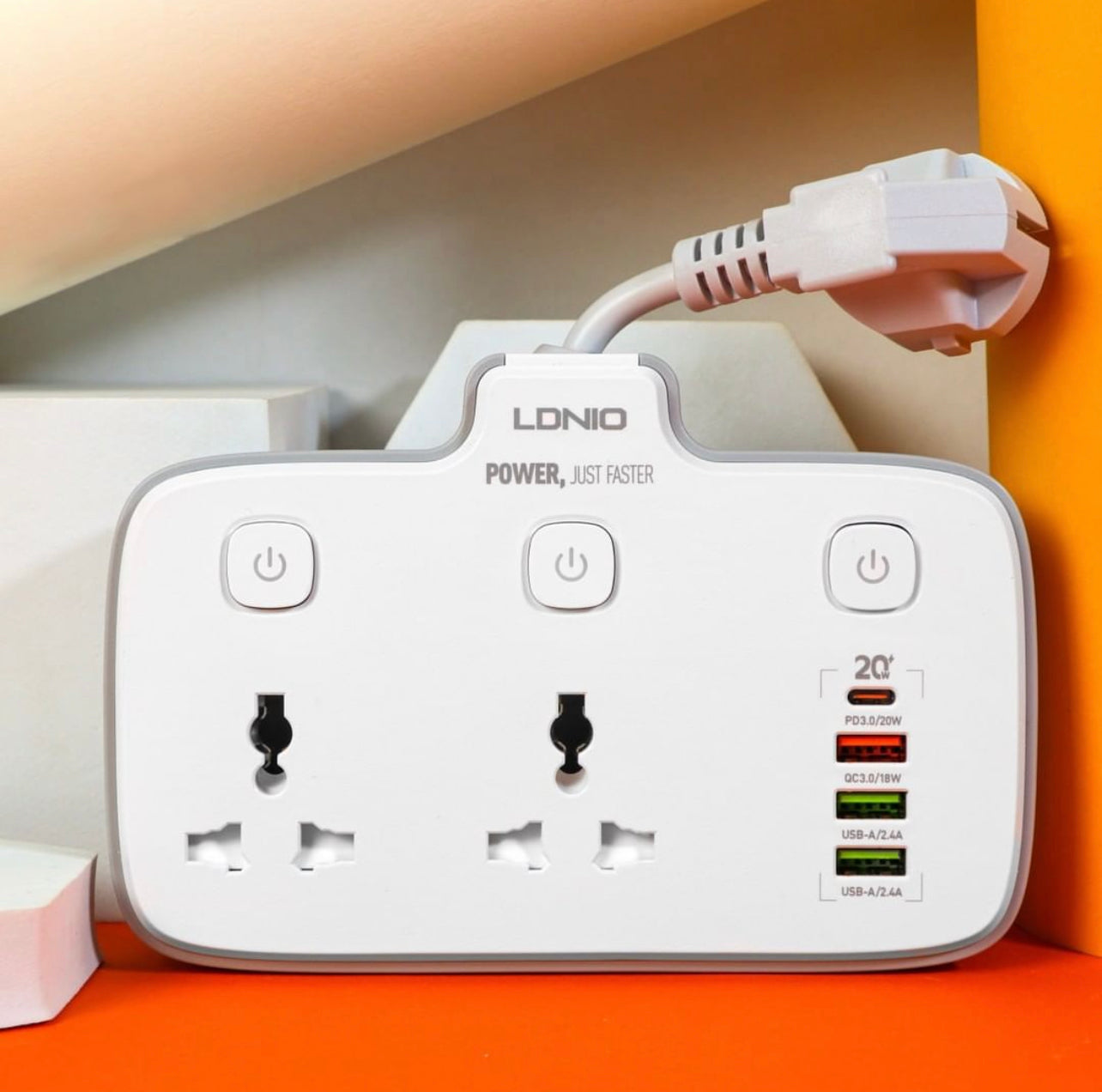 Ldnio 2 AC Outlets Portable Electrical Extension Socket