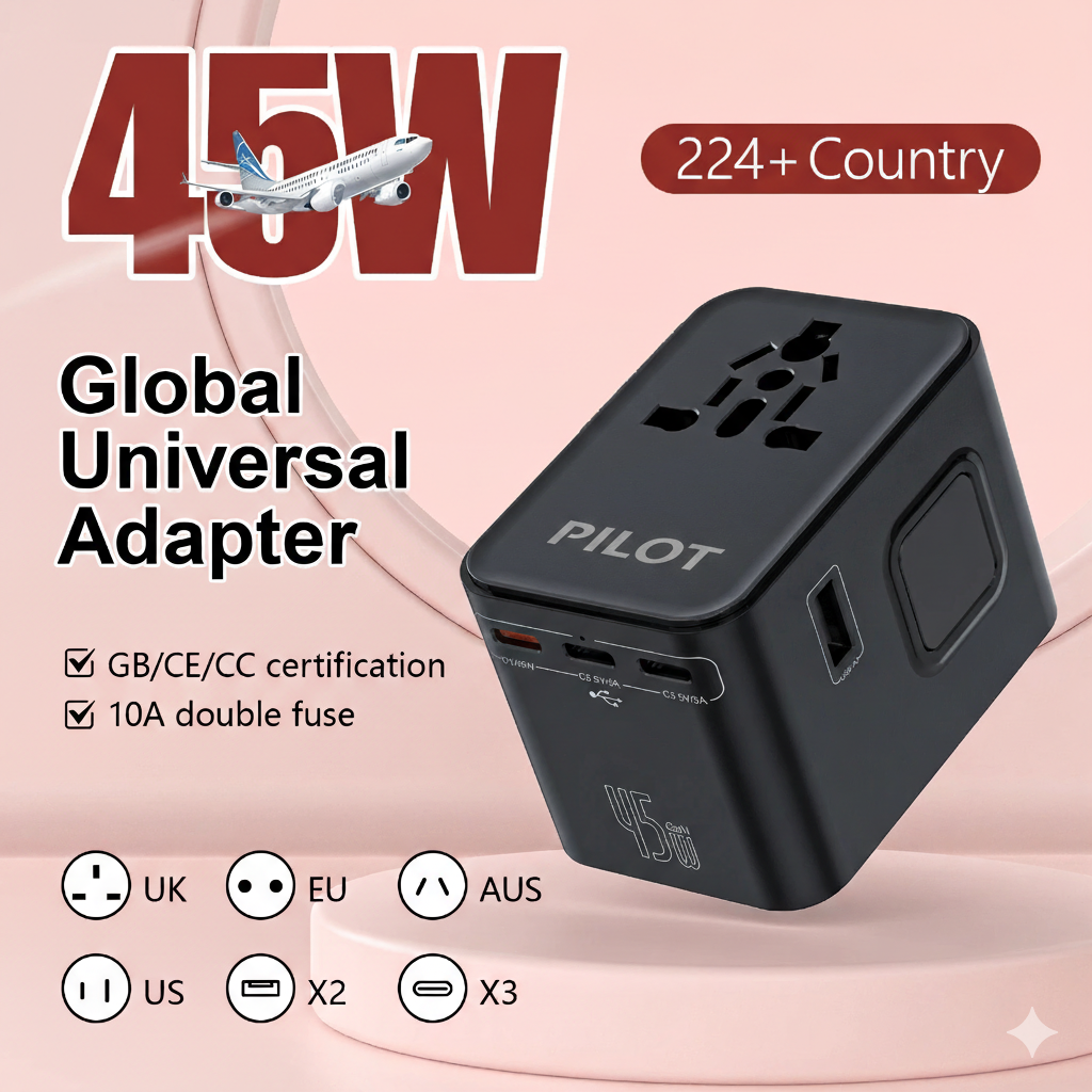 Compro™ PilotPro Fast Charging GAN World Travel Adapter