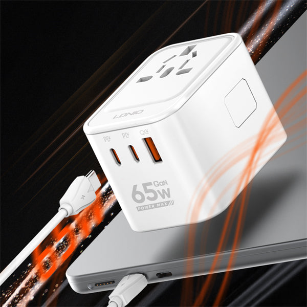 LDNIO Z6 3 USB Ports 65W GaN Travel Adapter