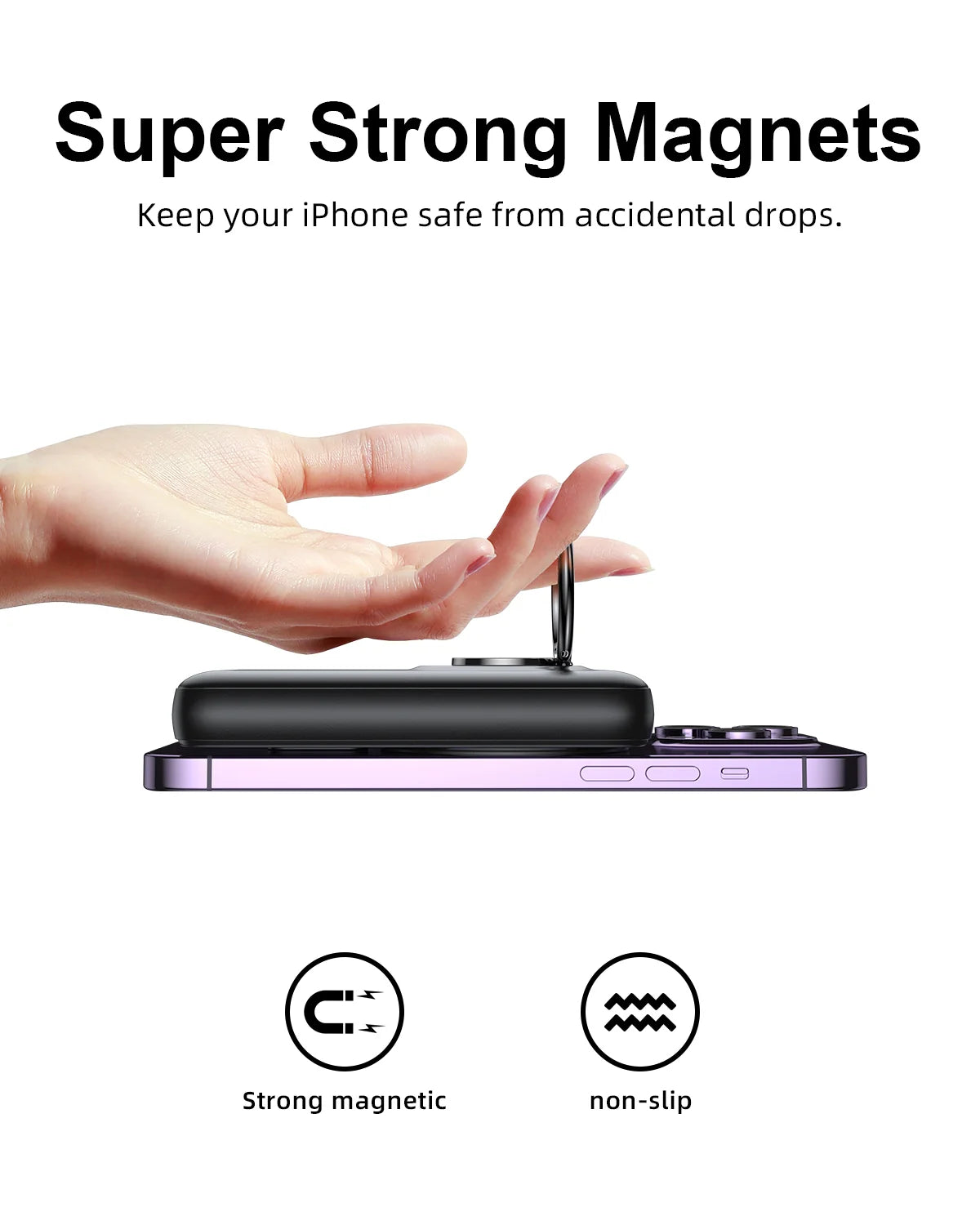 JOYROOM JR-W050 20W Magnetic Wireless Power Bank with Ring Holder10000mAh-Black