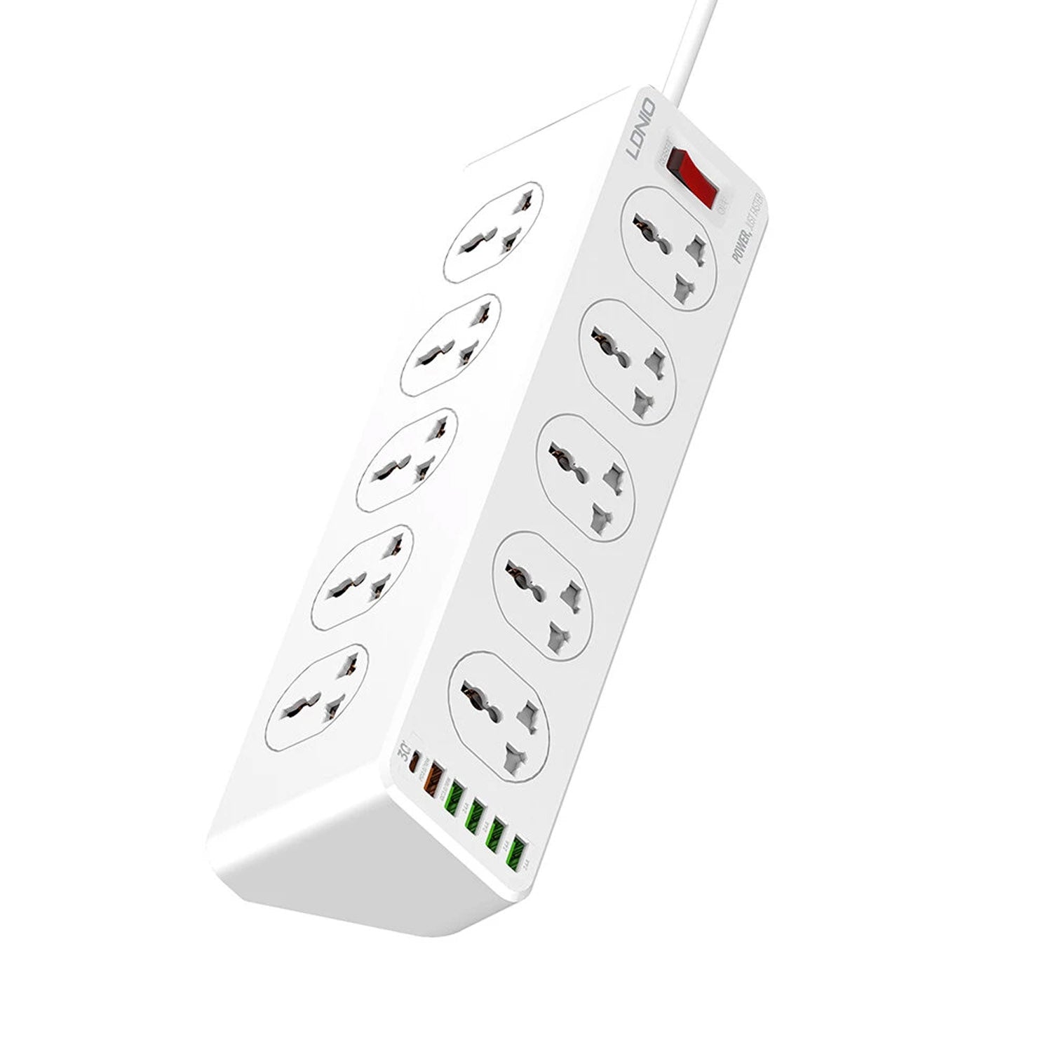 LDNIO SC10610 Power Socket – PD 20W, 10 Outlets, Smart Extension