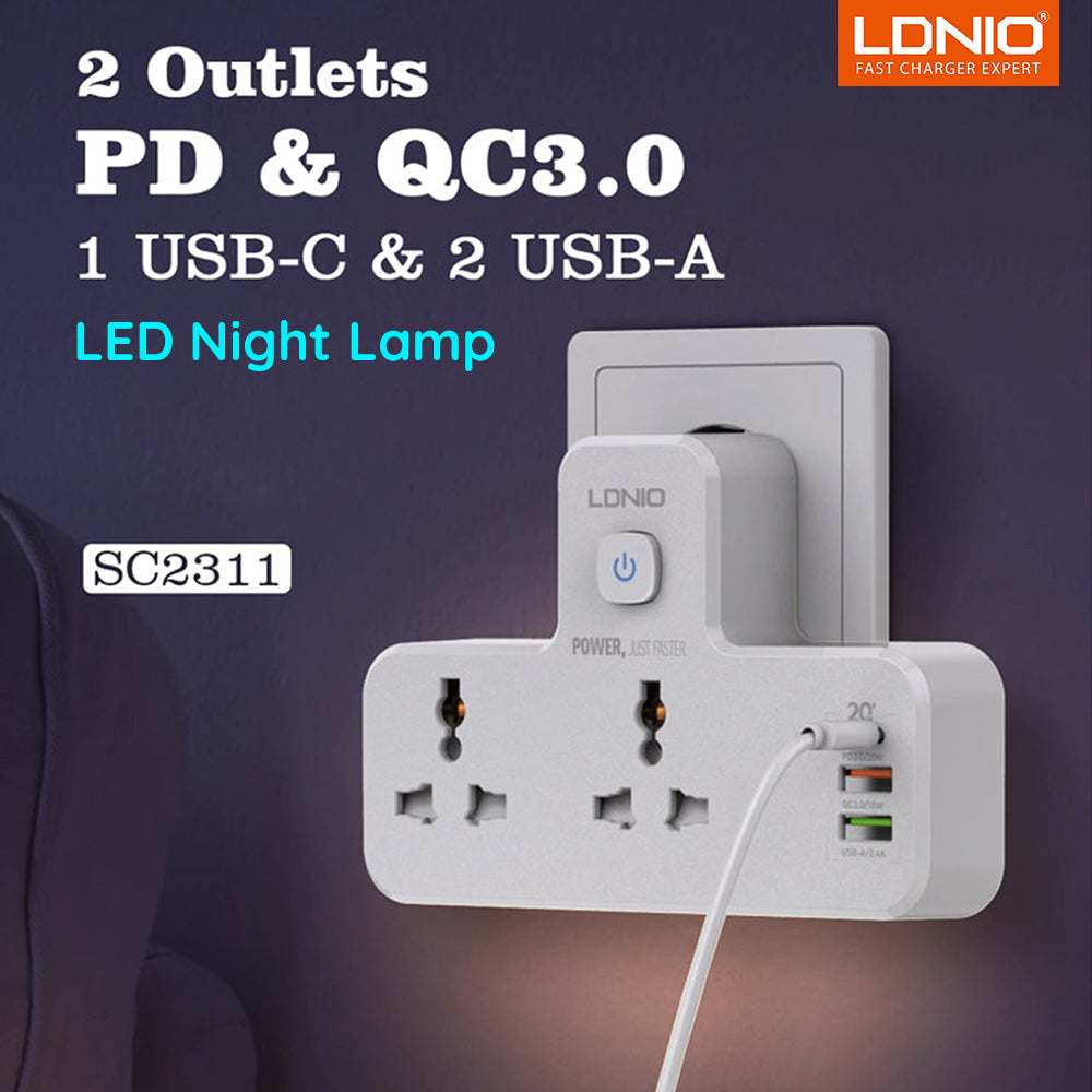 Ldnio 2 AC Outlets Portable Extension Power Socket