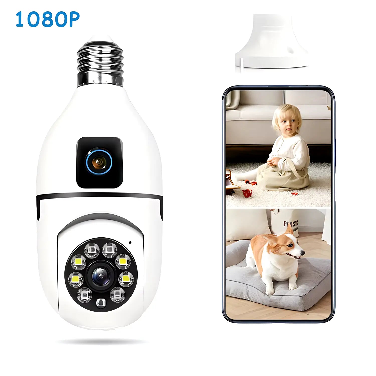 Compro™ Dual Lens Night Vision Motion Detection Bulb Camera