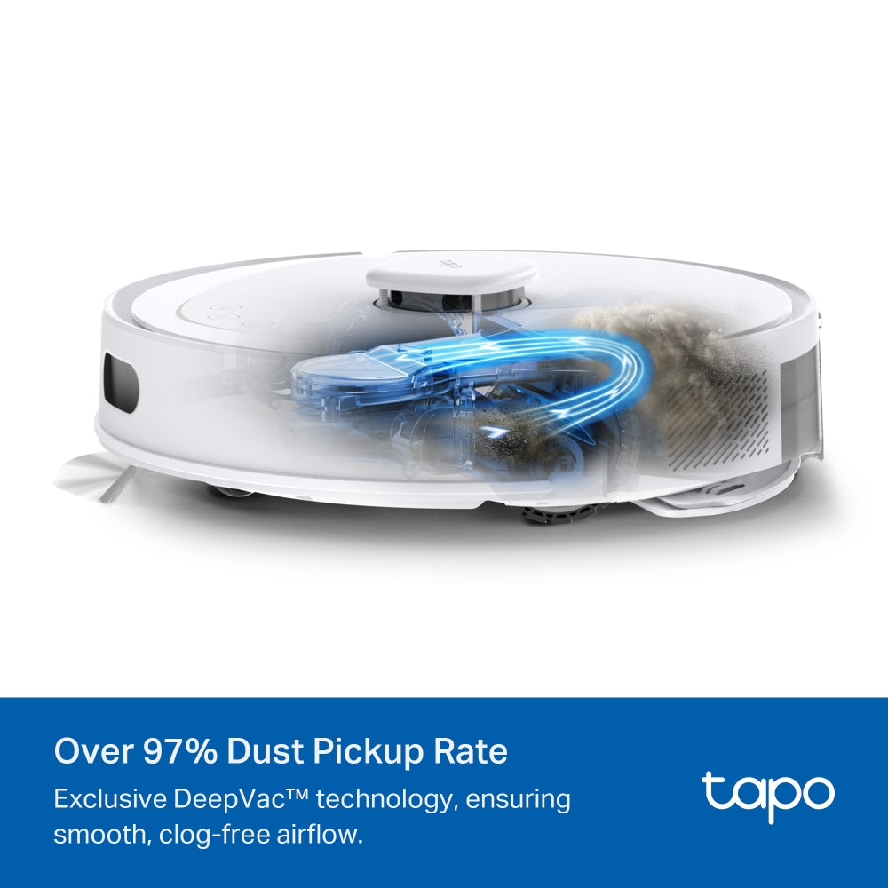 Tapo RV30 Max Plus White 5300Pa Hyper Suction Robot Vacuum & Mop + Smart Auto-Empty Dock