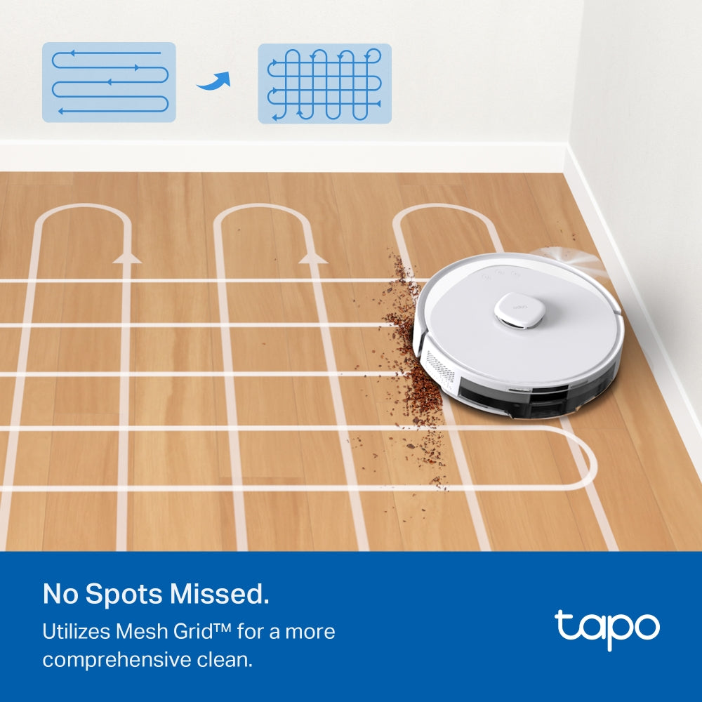 Tapo RV30 Max Plus White 5300Pa Hyper Suction Robot Vacuum & Mop + Smart Auto-Empty Dock