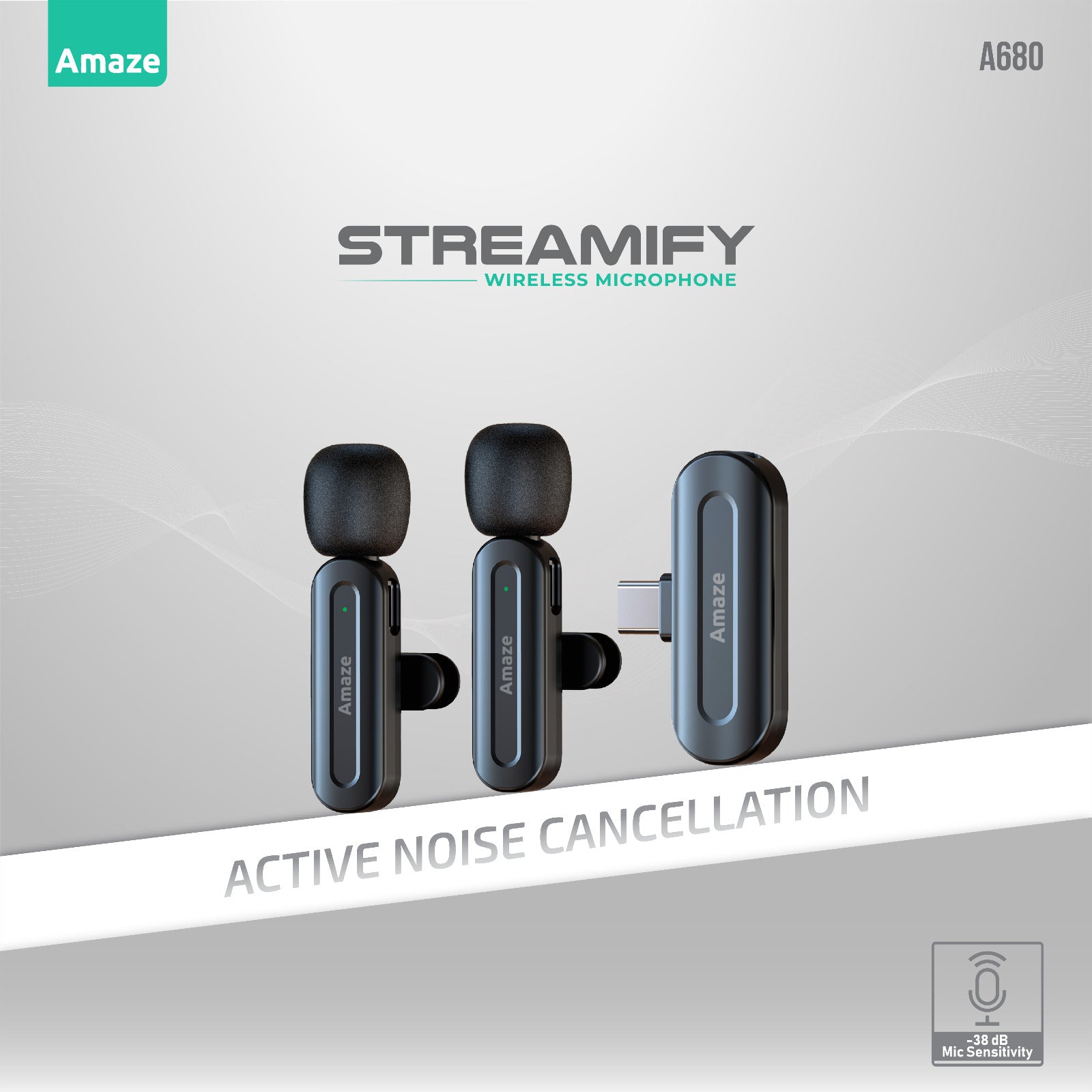 Streamify Active Noise Cancellation Wireless Microphone | A680