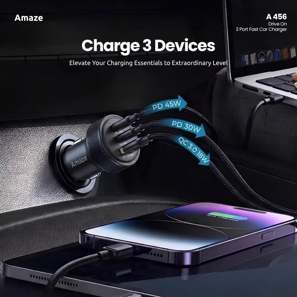 DRIVE ON TRIPPLE PORT FAST CAR CHARGER 93W | A456