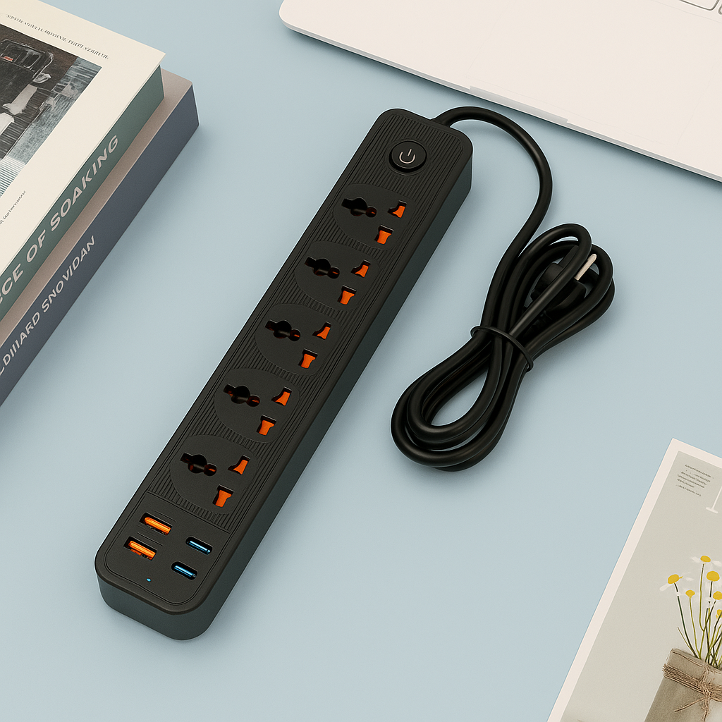 Compro™ 2500W Power Extension 5 socket+ 2 USB+ 2 Type C Port
