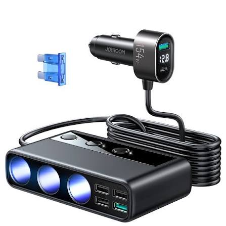 JOYROOM JR-CL06 210W Car cigarette lighter adapter with three sockets +six ports