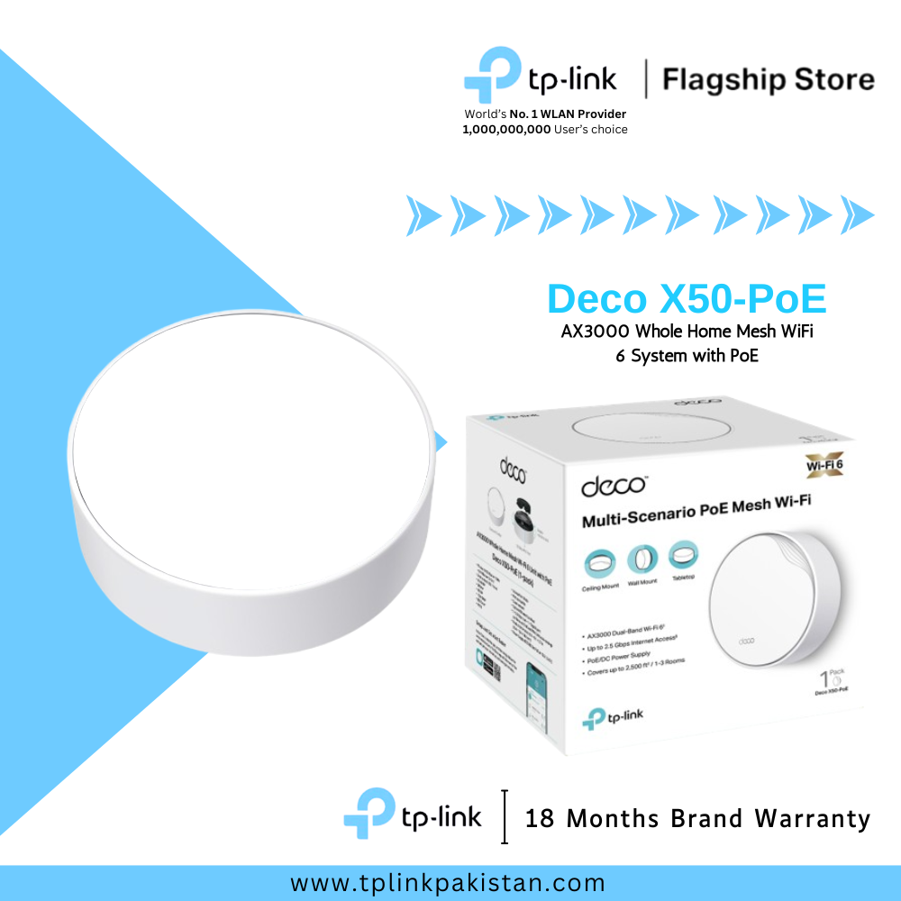 TP-Link Wi-Fi 6 PoE Deco X50-PoE AX3000 Dual Band Gigabit Whole Home Mesh WiFi 6 System with PoE (1 Pack)