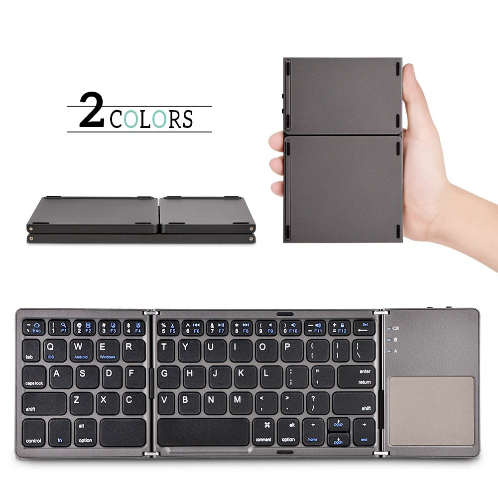 Compro™ Foldable Bluetooth Keyboard with Touchpad + FREE Mobile Holder