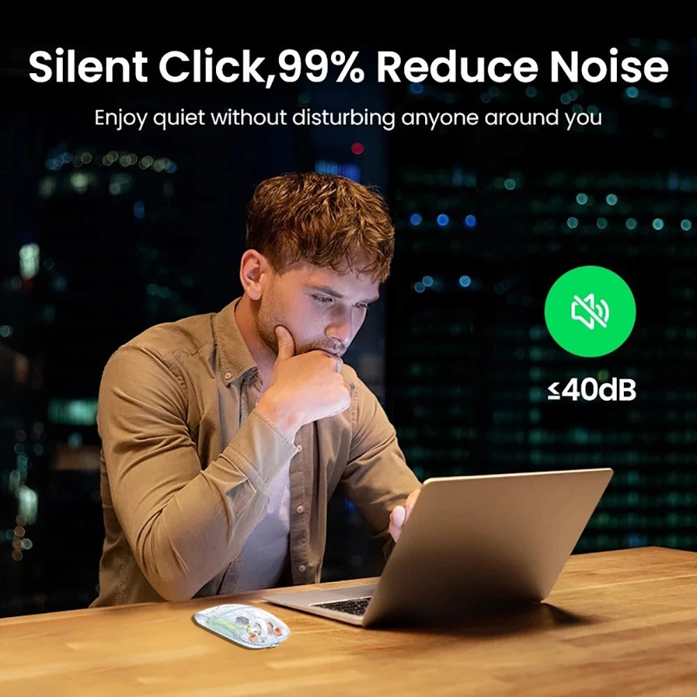 Compro™ Wireless Mouse Bluetooth 5.2 2.4G Mouse Rechargeable Transparent Silent Mouse