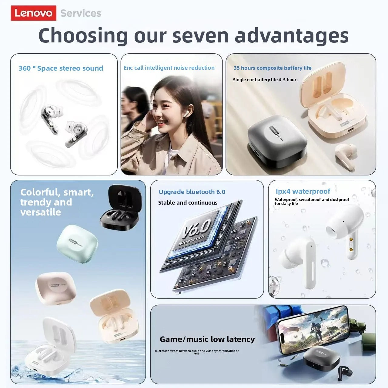 New Lenovo LE209 Wireless Bluetooth 6.0 Headphone