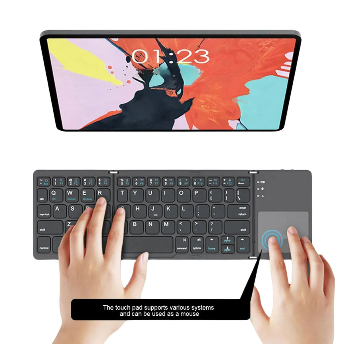 Compro™ Foldable Bluetooth Keyboard with Touchpad + FREE Mobile Holder