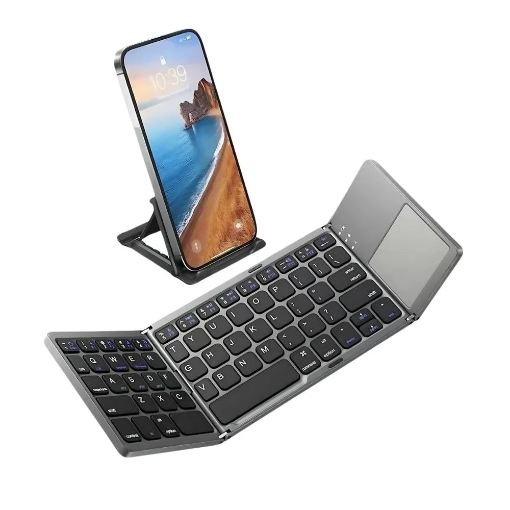 Compro™ Foldable Bluetooth Keyboard with Touchpad + FREE Mobile Holder