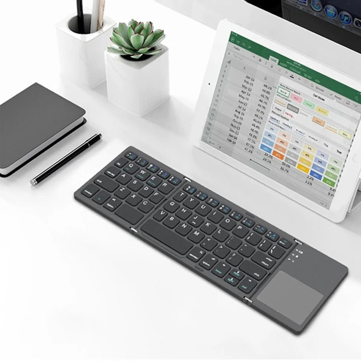 Compro™ Foldable Bluetooth Keyboard with Touchpad + FREE Mobile Holder