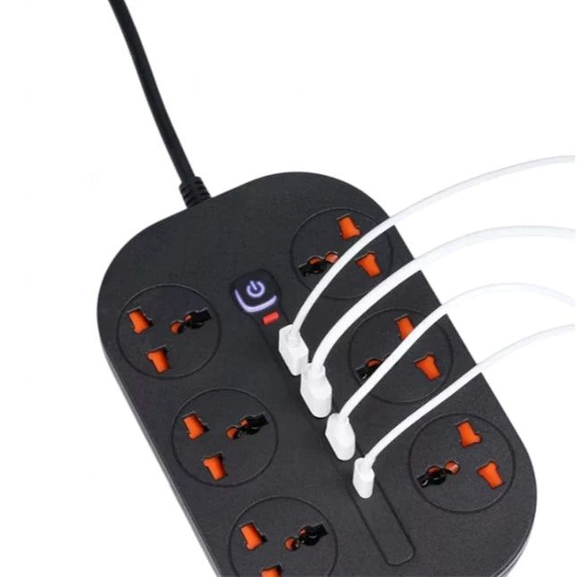 Compro™ 8.4A Universal Power Socket Extension With 6 Ac Sockets , 3 Usb Ports And Type-C Port