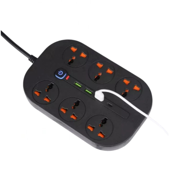 Compro™ 8.4A Universal Power Socket Extension With 6 Ac Sockets , 3 Usb Ports And Type-C Port