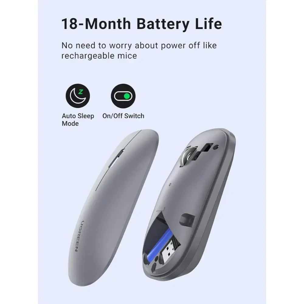 UGREEN 90373 PORTABLE WIRELESS MOUSE ( GRAY )