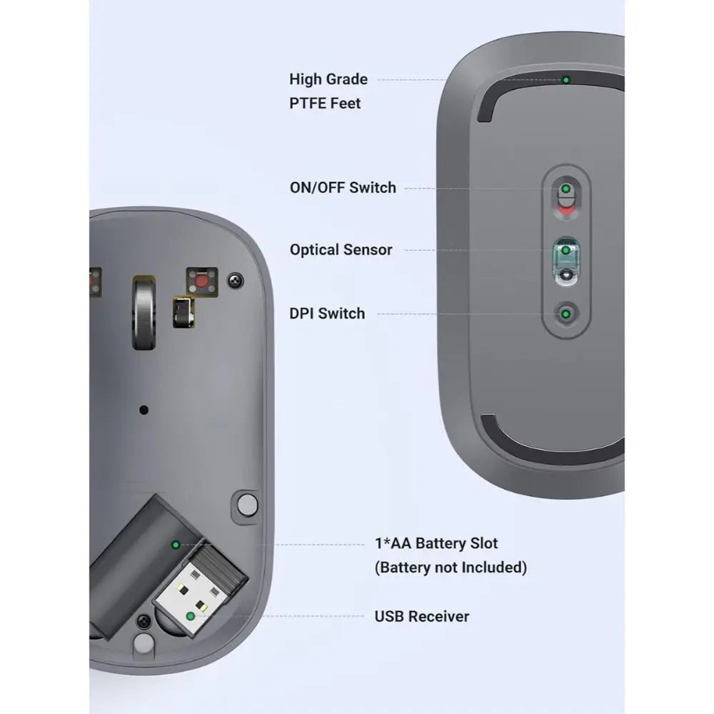 UGREEN 90373 PORTABLE WIRELESS MOUSE ( GRAY )
