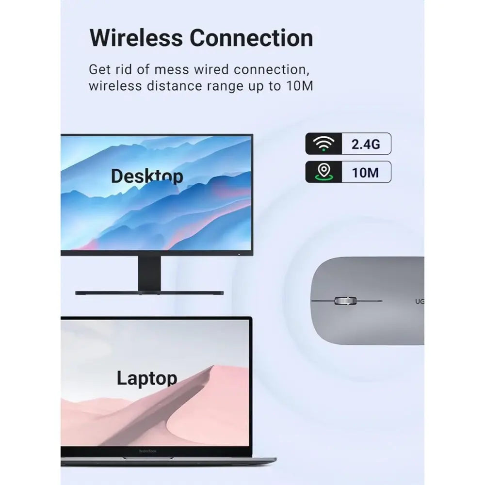 UGREEN 90373 PORTABLE WIRELESS MOUSE ( GRAY )