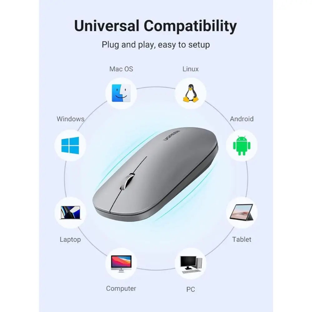 UGREEN 90373 PORTABLE WIRELESS MOUSE ( GRAY )