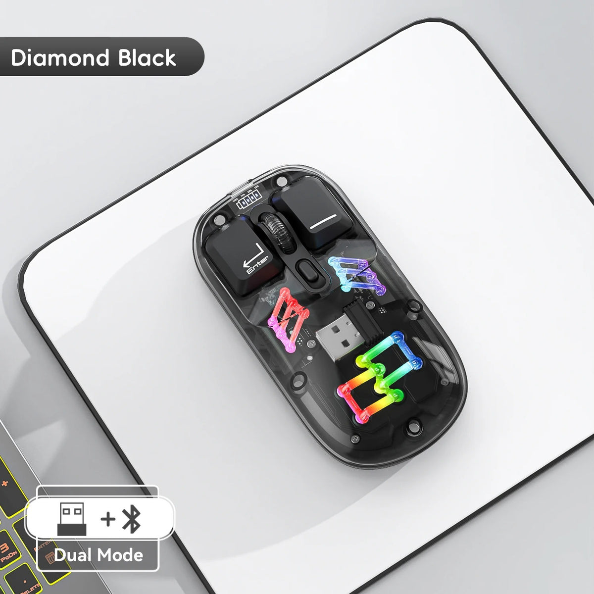 Compro™ New Style Transparent Mouse with RGB Cool Backlight