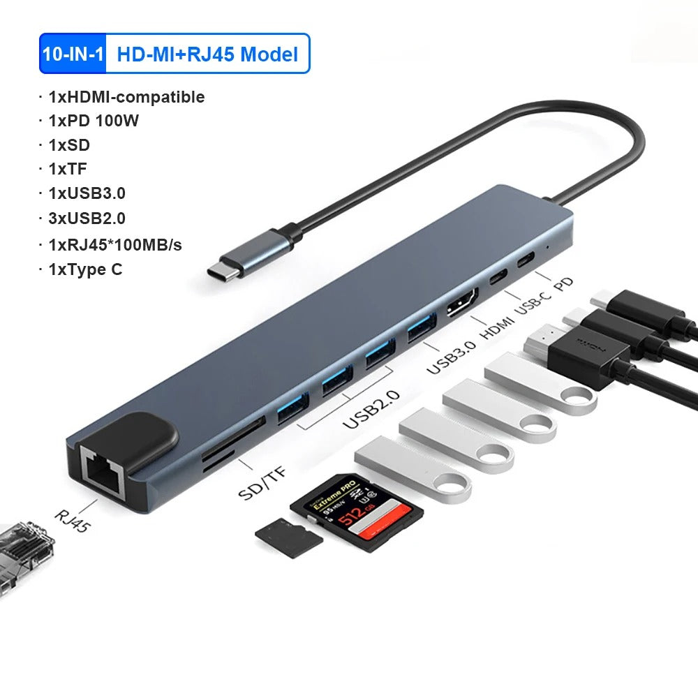 Compro™ USB Type C Hub 10 in 1