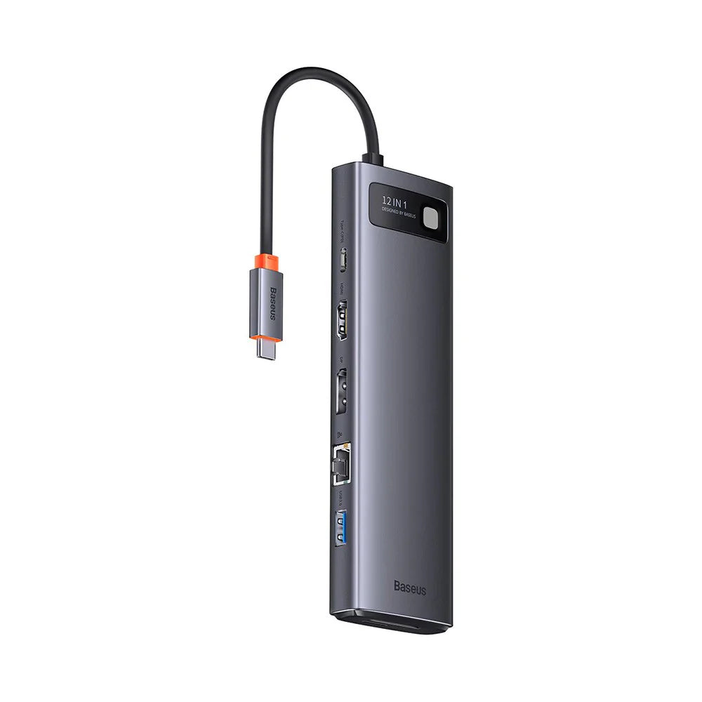 Baseus Metal Gleam Series 12-in-1 Multifunctional Type-C HUB Docking Station（Type-C to HDMI*1+USB3.1*2+USB3.0*2+Type- C3.1*1+PD*1+RJ45*1+SD/TF*1+DP*1+3.5mm*1)