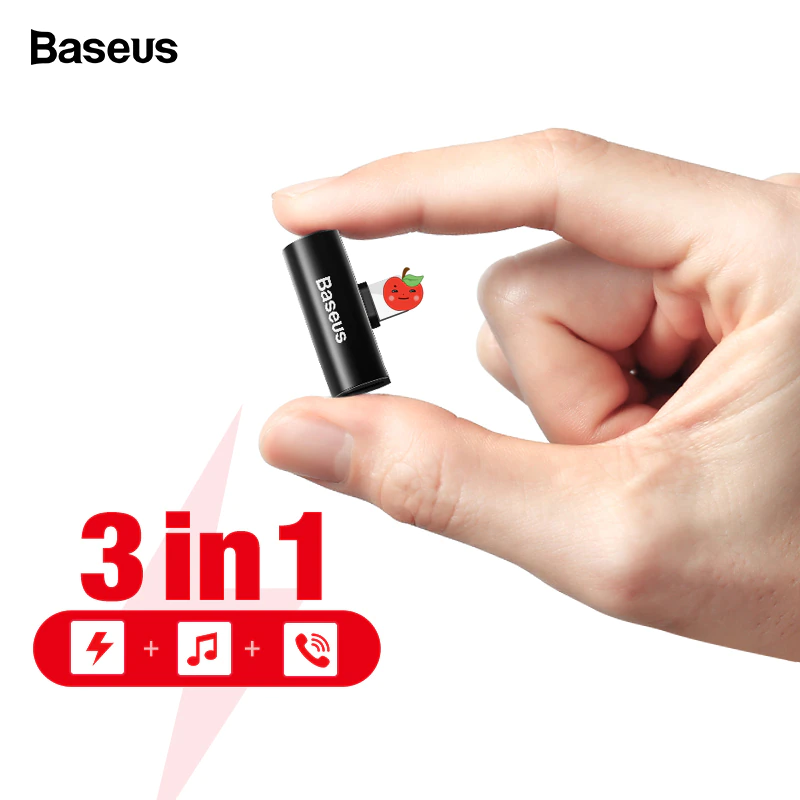 Baseus iP Male to Dual iP Female Adapter L46 Black