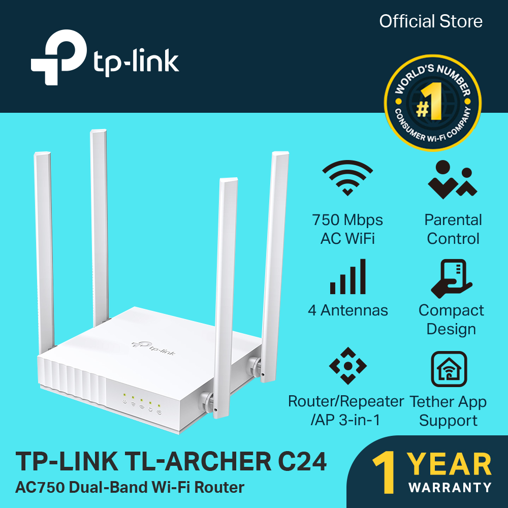 TP-Link Archer C24 AC750 Dual-Band Wi-Fi Router