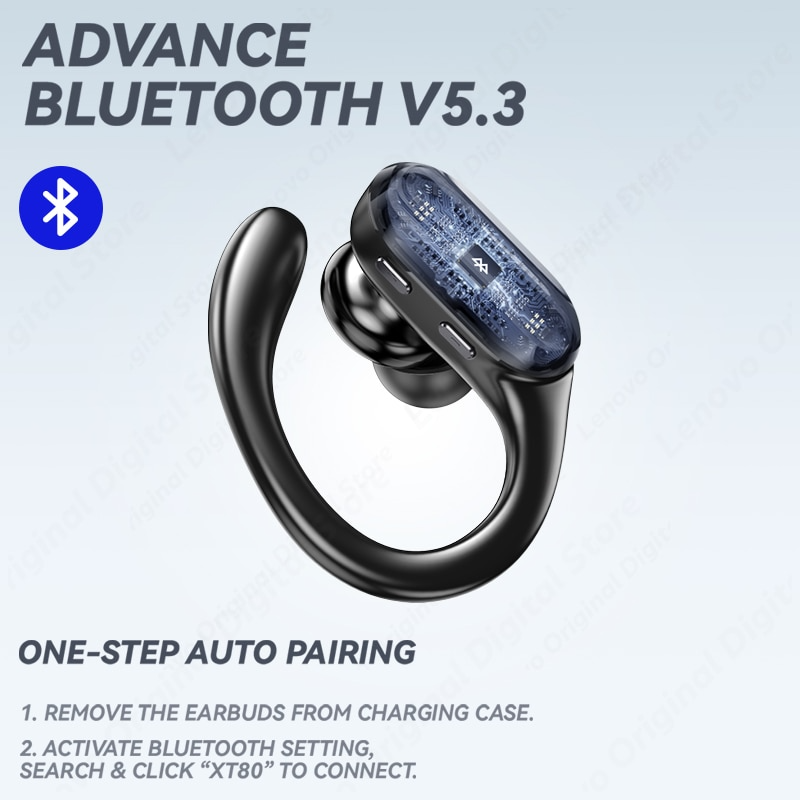 Lenovo XT80 Bluetooth 5.3 Wireless Earphones with Mic Button Noise Reduction