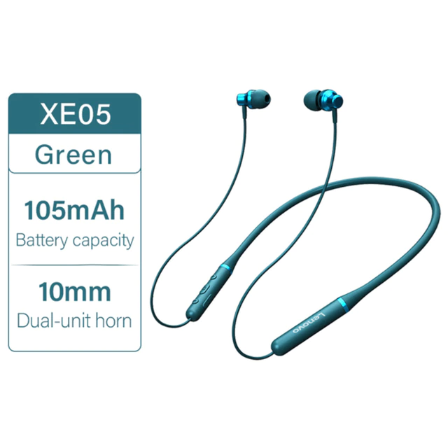 Lenovo XE05 Pro Wireless Bluetooth Neckband Headphone- Green Color - Limited Edition