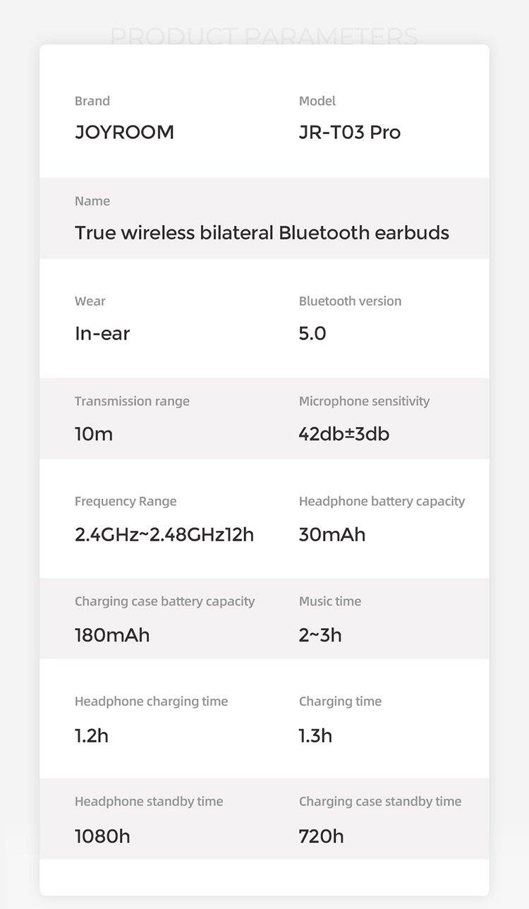 Joyroom JR-T03 Pro TWS Wireless Earbuds - JOYROOM - Compro System