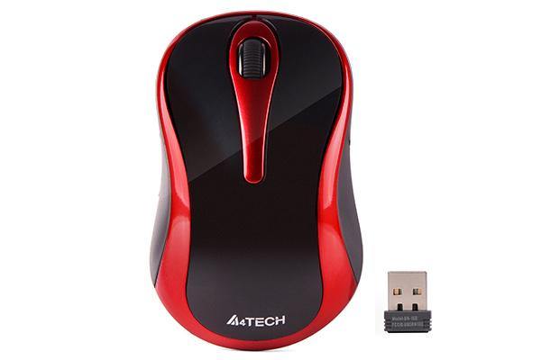 G3-280N 2.4G Optical Wireless Mouse | Black+Red & Glossy Grey - A4TECH - Compro System