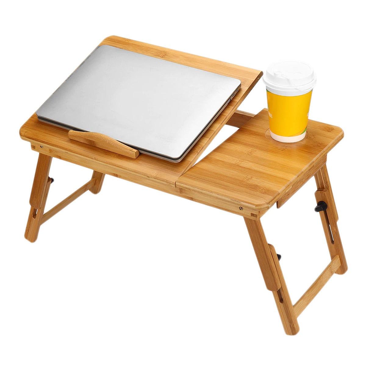 Bamboo Laptop Table with Cooling Fan - Compro System - Compro System