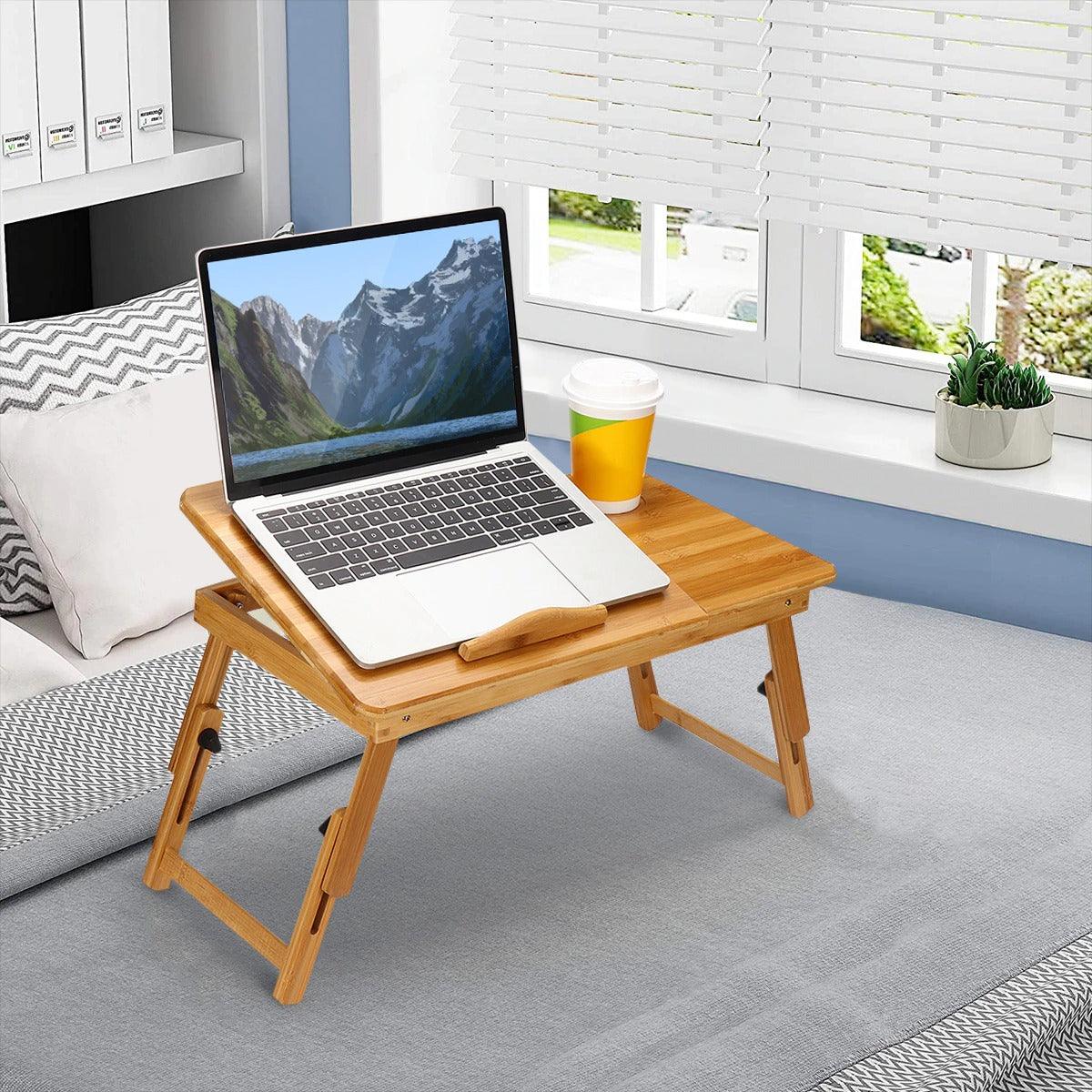 Bamboo Laptop Table with Cooling Fan - Compro System - Compro System