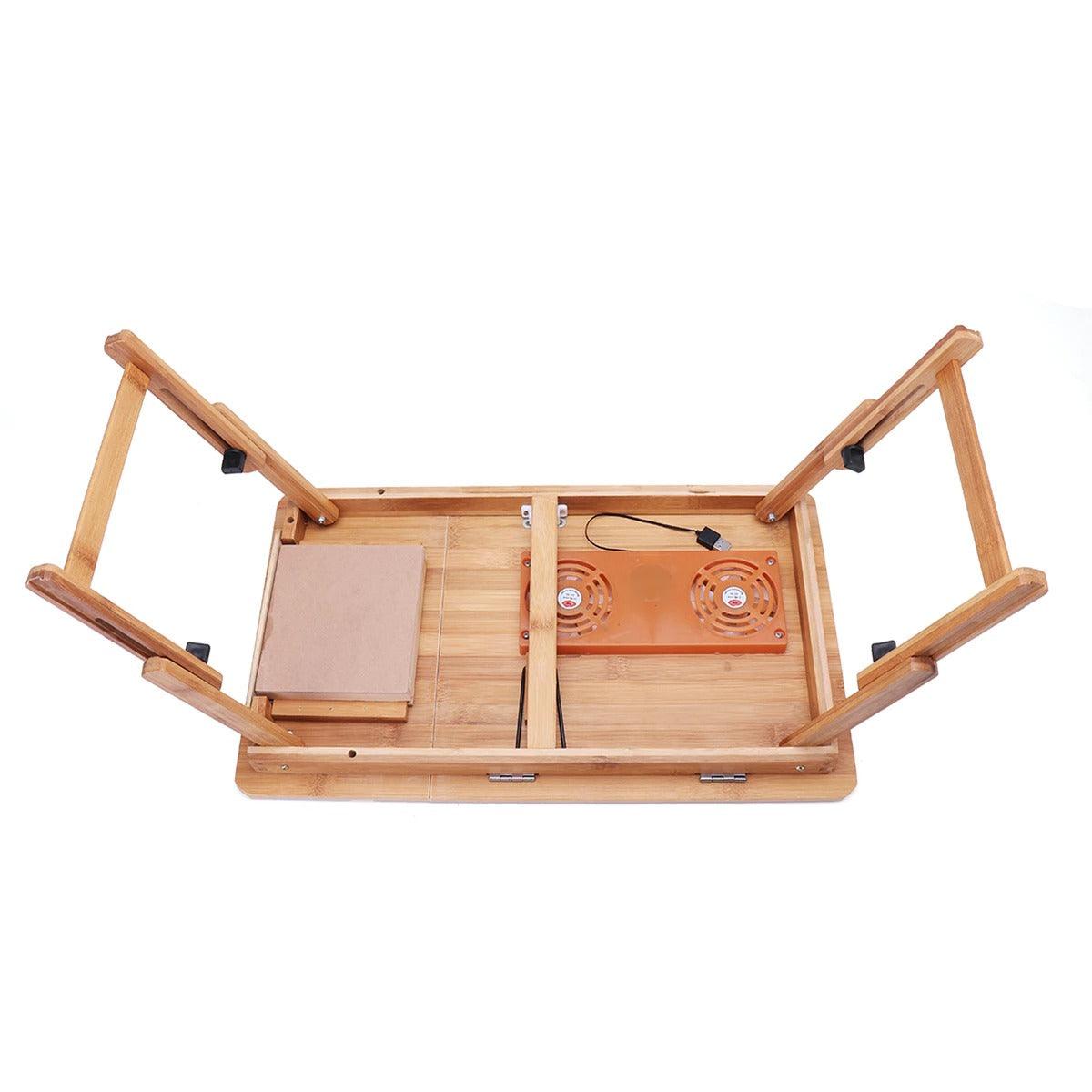 Bamboo Laptop Table with Cooling Fan - Compro System - Compro System