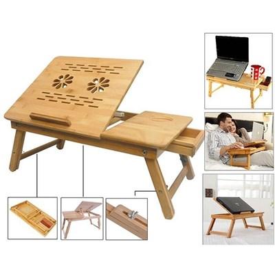 Bamboo Laptop Table with Cooling Fan - Compro System - Compro System