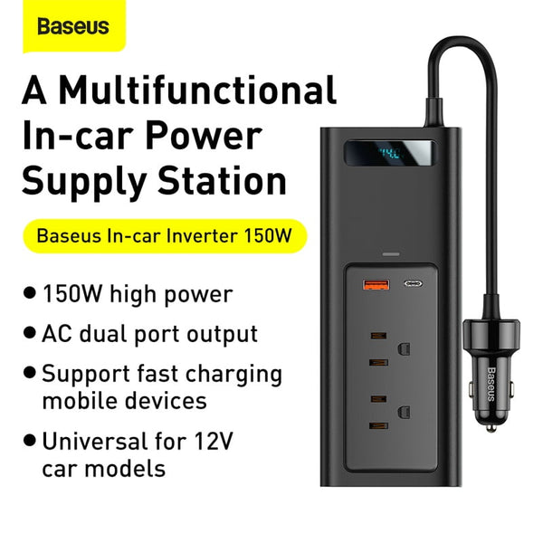 Baseus In-car Inverter 150W (220V CN/EU) Black