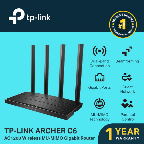TP-Link Archer C6 AC1200 Wireless MU-MIMO Gigabit Router - Compro System
