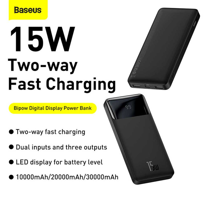 Baseus Bipow Digital Display Power bank 10000mAh 15W Black