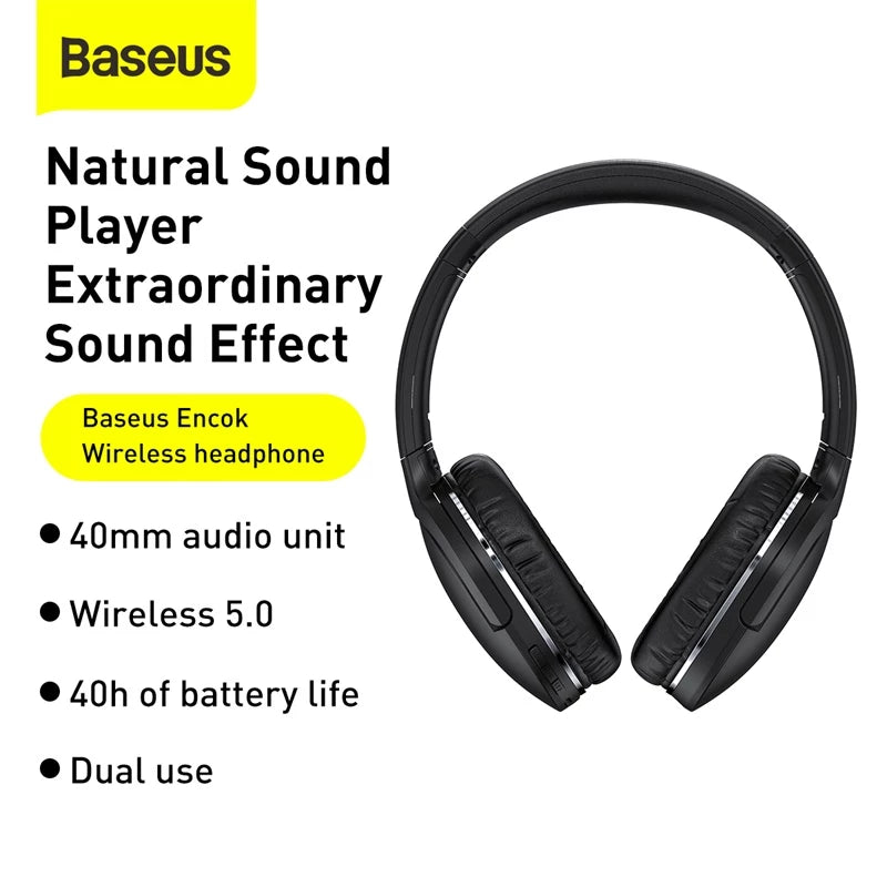 Baseus Encok D02 Pro Wireless Headphones - Black