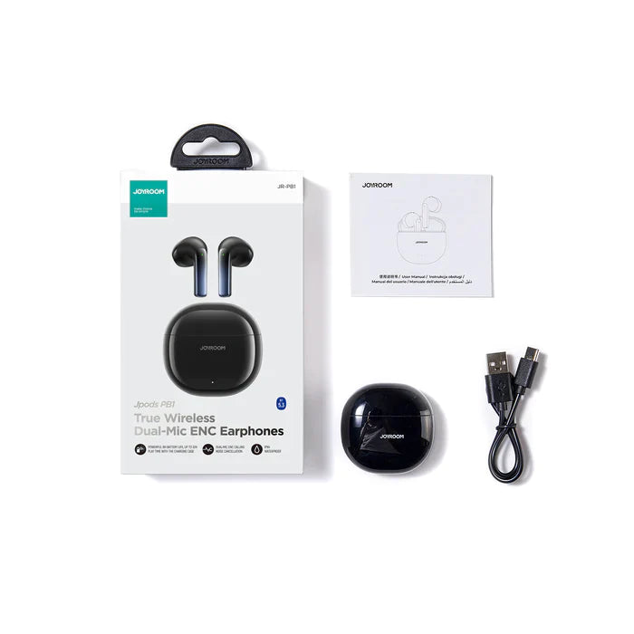 JR-PB1 JOYROOM JPODS SERIES TRUE WIRELESS DUAL-MIC ENC EARPHONES - BLACK