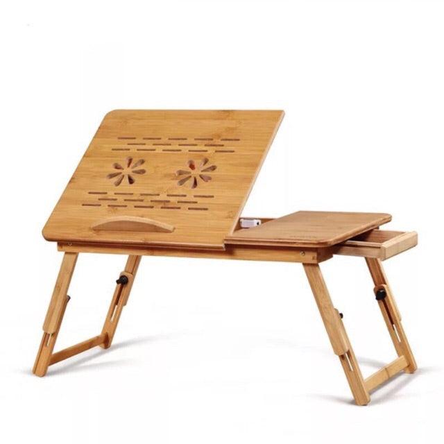 Bamboo Laptop Table with Cooling Fan - Compro System - Compro System