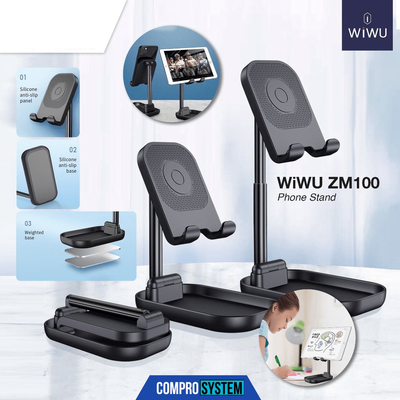 WIWU ZM100 Adjustable Desktop Stand For Phone & Tablet - WIWU - Compro System